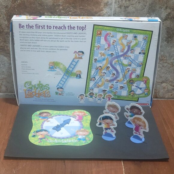 Chutes and Ladders Gameboard Spinner Arrow 4 Pawns 4 Plastic Stands - Picture 7 of 11